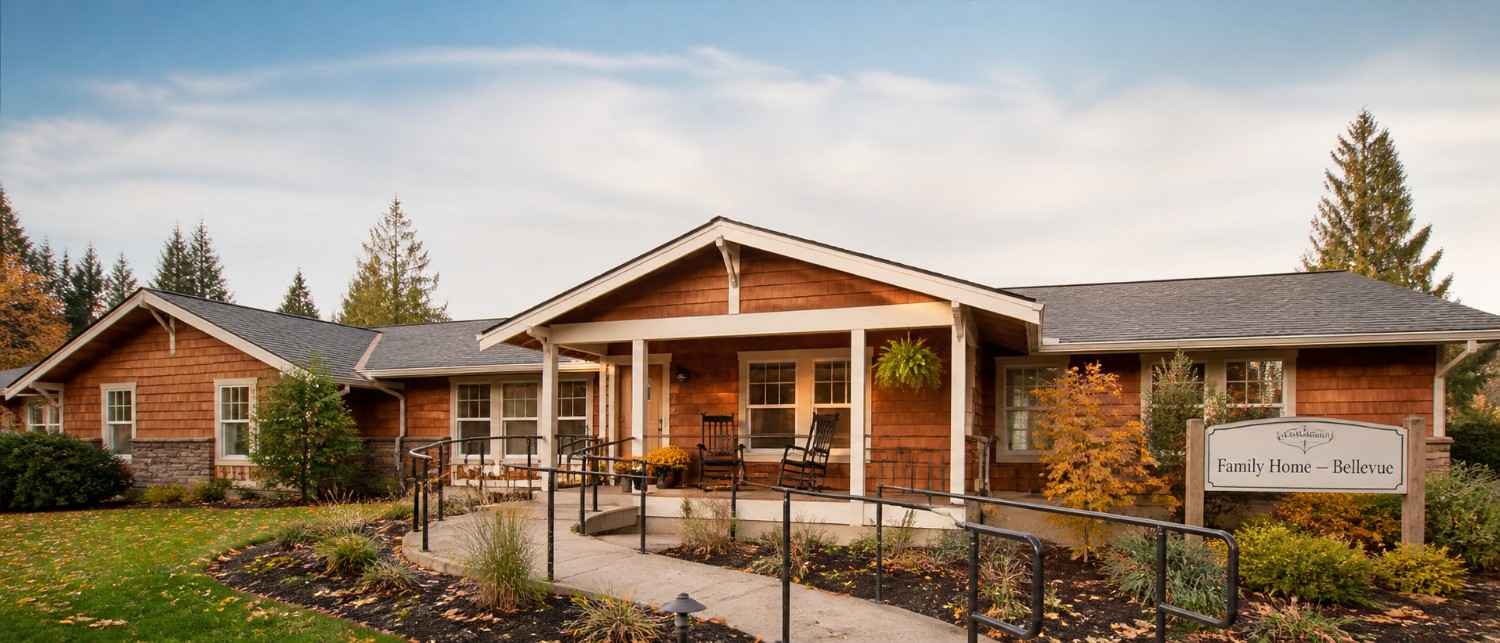 An adult family home exterior with a welcoming entryway